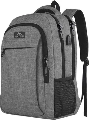Produktbild von Famanu Rucksack für 15,6 Zoll Laptop mit USB Ladeanschluss und Diebstahlschutz - Schwarz