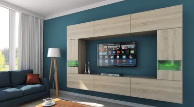 Produktbild von Furnitech Wohnwand Wohnzimmer - Wohnzimmer Möbel mit LED RGB - Wohnzimmer Schrankwand(Future C29/M/S4 1B)