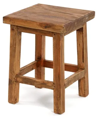 Produktbild von Rustikaler Holz Hocker Massiv 48 | Mahagoni Holz, 48x35x34cm (HxBxT) | Sitzhocker, Pflanzenhocker, Beistelltisch