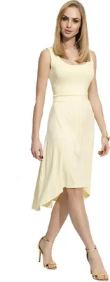 Produktbild von Damen Kleid Trägerkleid Asymmetrisch; Gelb L (40)
