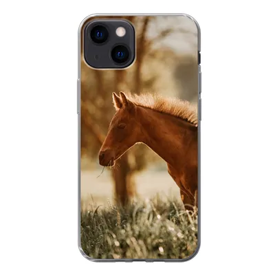 Produktbild von MuchoWow® Handyhülle Schutzhülle Hülle für iPhone 13 Pferd - Licht - Wiese Silikon Softcase Handy Hülle - Karteninhaber