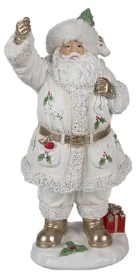 Zdjęcie produktu dla Clayre & Eef Figurka świąteczna Ojciec Boże Narodzenie 31 cm biały polyresin