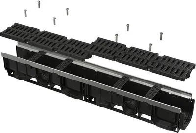 Image de Alcadrain AVZ103-R403 : Caniveau de drainage de 100 mm avec bordure métallique