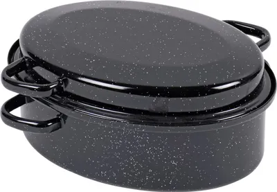 Produktbild von KARL KRÜGER Gänsebräter oval Ø26cm emailliert schwarz/weiß gesprenkelt