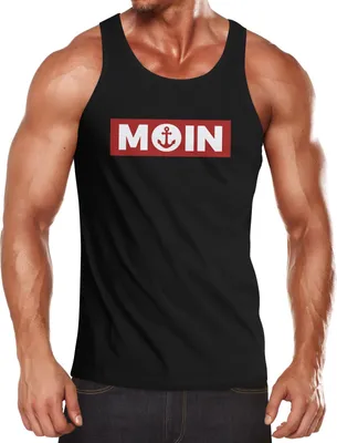 Produktbild von Herren Tank-Top Moin norddeutsch Morgen Anker Muskelshirt Muscle Shirt Neverless® schwarz 3XL