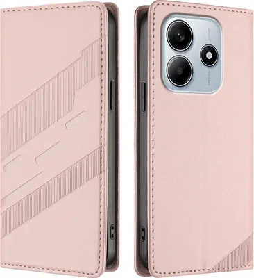 Produktbild von Hülle für Xiaomi Redmi Note 14 5G / Poco M7 Pro 5G, Kunstleder Brieftaschen Handyhülle mit Kartenfach und Standfunktion Pink