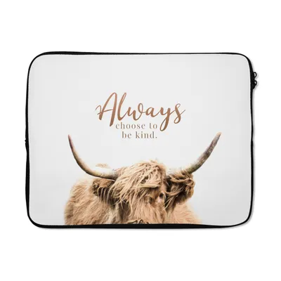 Produktbild von MuchoWow® Laptop Hülle 17 Zoll Laptoptasche Schottischer Highlander - Zitate - Tier - Zipper - Schutzabdeckung