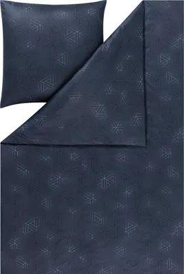 Produktbild von Estella Mako-Interlock-Jersey Bettwäsche Atelier Pippa 155x220 + 1 x Kissen 80 x 80 Grafisch indigo