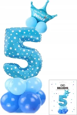 Image de Jeu De Ballons Bleus Avec Le Chiffre 5 Pour Une Fête D'anniversaire