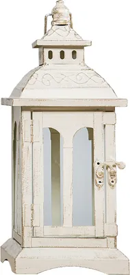 Produktbild von Laterne COUNTRY creme weiß aus Metall mit Rundbogenfenstern H29cm - KLEIN