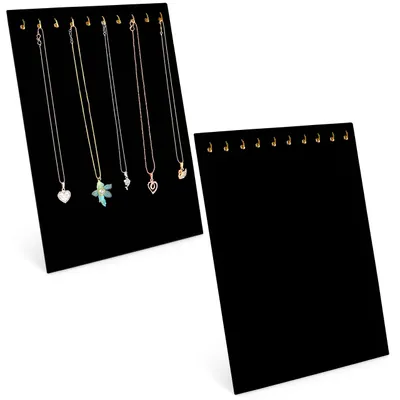 Produktbild von Belle Vous 2er Pack Schmuckständer Schwarz Samt für Ketten Aufbewahrung - Jewelry Organizer mit 10 Haken - Kettenständer Schmuck Organizers für