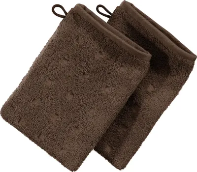 Produktbild von Möve Waschhandschuh Quadretti" 2er-Pack braun 15x20 cm"