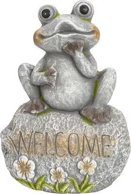 Produktbild von Mel-O-Design 2416 Frosch sitzend auf "Welcome"-Stein