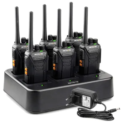 Zdjęcie produktu dla Radiotelefon dwukierunkowy z ładowarką do 6 urządzeń, profesjonalny radiotelefon PMR446, 16 kanałów
