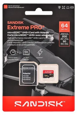 Image de Carte microSDXC SANDISK Extreme PRO 64 Go, UHS-I + adaptateur SD