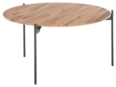 Produktbild von home24 Couchtisch - Eiche massiv / Metall - Eiche / Schwarz