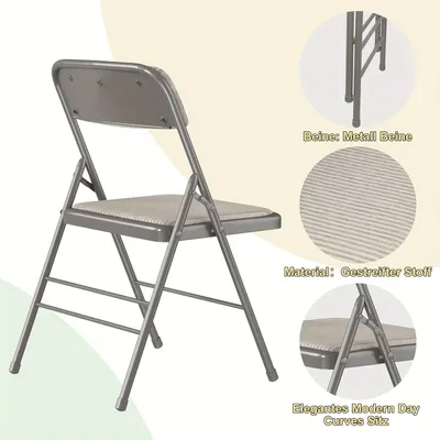 Image de Chaises pliantes - Chaises rabattables - Chaises de camping - Chaises de jardin - Chaises en tissu - Lot de 4