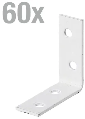 Produktbild von Alberts 60 x Stuhlwinkel 40x40x15mm, weiß, kunststoffbeschichtet, zinkphosphatiert