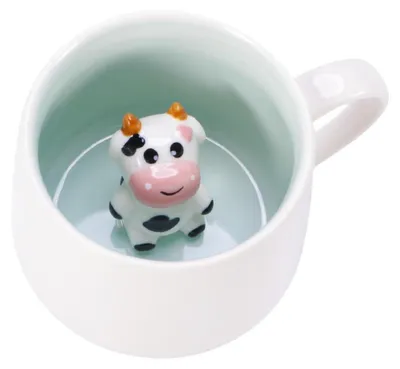 Immagine prodotto di Tazza in Vetroceramica a forma di mucca 3D, design carino, ideale come tazza per la colazione o come idea regalo
