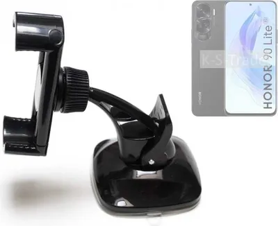 Produktbild von K-S-Trade kompakte Handy-Halterung Windschutzscheibe kompatibel mit Honor 90 Lite Armaturenbrett schwarz Autohalterung KFZ Halter Scheiben-Halterung