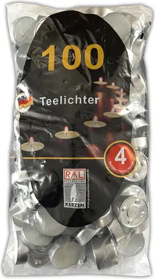 Produktbild von 100 Stück Teelichter 4 Stunden Brenndauer Kerze Windlicht weiß Teelicht Paraffin ohne Duft