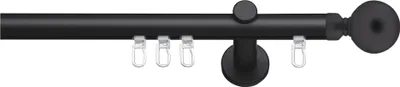 Produktbild von SN Deco Gardinenstange Innenlauf Reims, 19 mm, 1-läufig, Stahl, Komplett-Set mit Ringen, Profilträger, 200 cm, schwarz