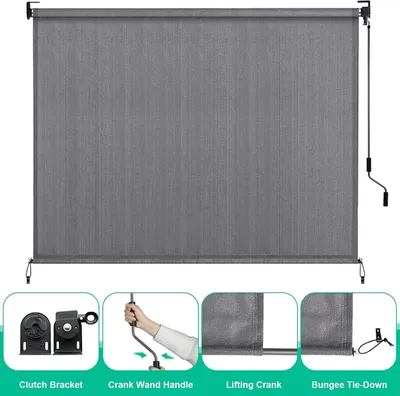 Immagine prodotto di Protezione solare per esterni - Tenda da sole per terrazza - Tessuto HDPE - Rivestimento PA - 240x240 cm - Protezione dalla vista - Grigio