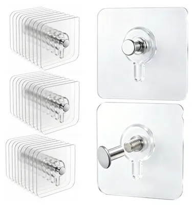 Productafbeelding van Transparante, zelfklevende haken, 30 stuks, voor aan de muur