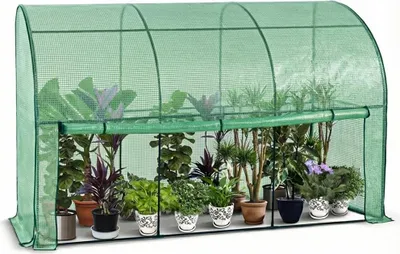 Immagine prodotto di Serra VOUNOT® Serra in film, serra addossata con pareti laterali avvolgibili, serra per pomodori, resistente all'inverno, stabile, 300x100x180cm verde