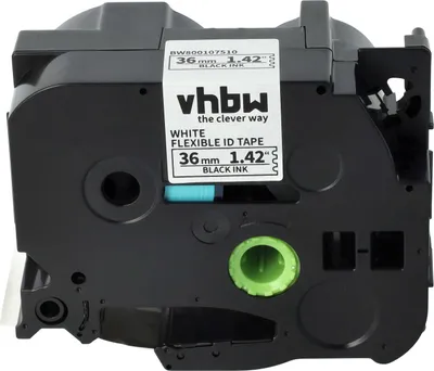 Produktbild von vhbw Schriftband-Kassette kompatibel mit Brother PT 9600, 9700PC, 9800PCN, 9500pc Etiketten-Drucker 8m x 36mm Schwarz auf Weiß, Flexibel