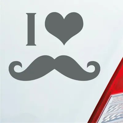 Produktbild von Auto Aufkleber I ? love Mustache Moustache Schnurrbart 10x7,5 cm Grau Sticker Heckscheibenaufkleber
