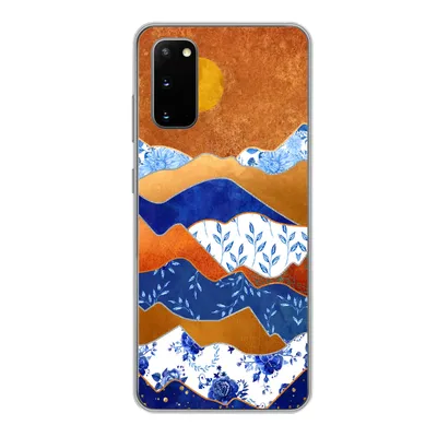 Produktbild von MuchoWow® Handyhülle Schutzhülle Hülle für Samsung Galaxy S20 Delfter Blau - Gold - Blumen Silikon Softcase Handy Hülle - Bild