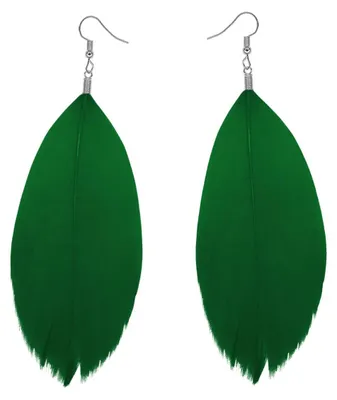 Produktbild von Boho Feder Ohrringe Statement Ohrhänger Bunt Leicht Damen Hippie Schmuck - grün
