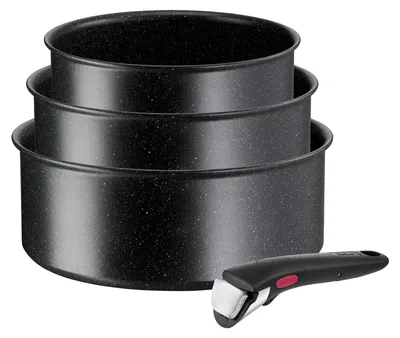 Productafbeelding van Tefal Ingenio L39996, pannenset, zwart, aluminium, met antiaanbaklaag, zwart, met temperatuurindicator