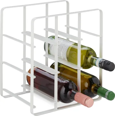 Produktbild von Relaxdays Weinregal, 9 Flaschen, Eisen pulverbeschichtet, Weinhalter stehend, Küche & Bar, HBT: 30 x 27,5 x 20 cm, weiß