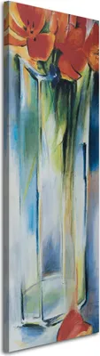 Produktbild von Leinwandbild blumen in einer transparenten vase 50x150 cm Feeby blau wandbild bereit zum aufhängen
