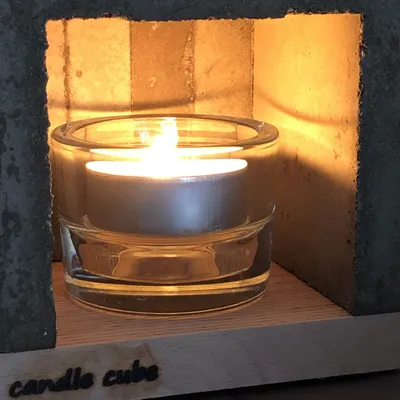 Produktbild von candle cube© Set Tisch Kamin Beton+12 Maxi-Teelichter