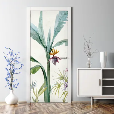 Produktbild von Dekorative Türtapete Wandtapete selbstklebend Türaufkleber Aufkleber Dschungel Blumen 85 x 200 cm