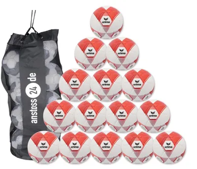 Produktbild von Ballset erima Hybrid Trainingsball 2.0 v26 inkl. Ballsack 15 Bälle red/silver