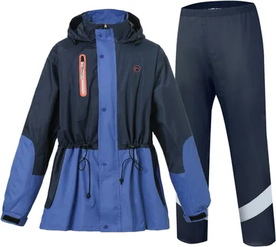 Productafbeelding van Regenpakken voor heren, waterdicht, buiten, ademend, waterdicht, fietsen, uni regenkleding met capuchon