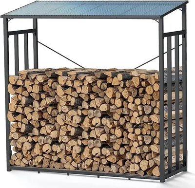 Obrázok produktu pre Regál na drevo na vonkajšie použitie, 185 x 70 x 185 cm, kovový regál na drevo, 3,3 SRM / 2,3 m?, sklad na drevo, pozinkovaná konštrukcia na ochranu dreva pred poveternostnými vplyvmi