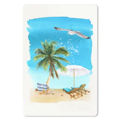 Produktbild von MuchoWow® Mauspad Mousepad Strandkorb - Sonnenschirm - Palme - Himmel 18x27 cm - Mousepads - Maus Mat - Pad - Mausunterlage