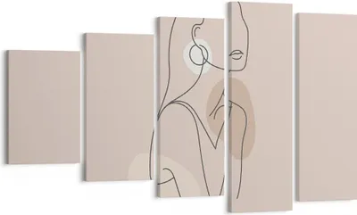 Produktbild von Bild auf Leinwand - Leinwandbild - 5 Teile - Stück Linie Frau - 100x60cm - Wand Bild - Wanddeko - Wandbilder - Leinwanddruck - Bilder - Wanddekoration - Leinwand bilder - Wandbild - EG100x60-4766
