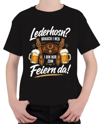 Immagine prodotto di Maglietta per bambini, nera, taglia 104, con motivo "lederhosen" e "dirndl" (tipici abiti tradizionali bavaresi)