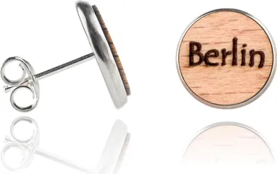 Produktbild von Holzohrstecker Edelstahl Berlin in Buchenholz