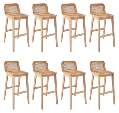 Image de Lot de chaises SANA d'îlot et bar en chêne et assise cannage 65cm