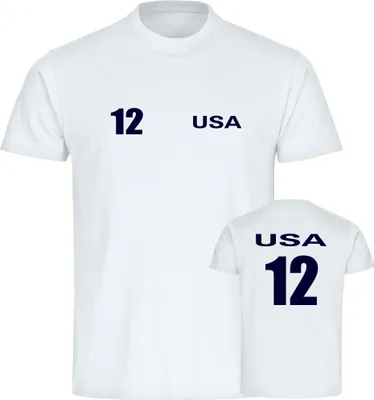 Produktbild von multifanshop Herren T-Shirt - USA - Trikot Nummer 12, weiß, Größe S