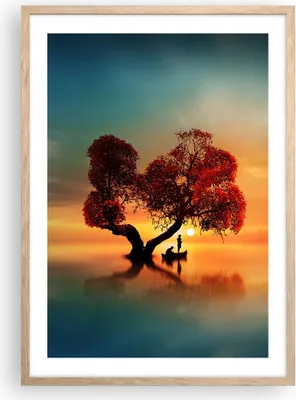 Produktbild von Gerahmtes Poster - Rahmen in heller Eiche - See Natur Nacht - 50x70 cm - Wand Bild - Wanddeko - Wandbilder - Kunstposter - Wandposter - Bilderrahmen - Bilder - Kunstdruck - Wandbild - P2NPA50x70-3458