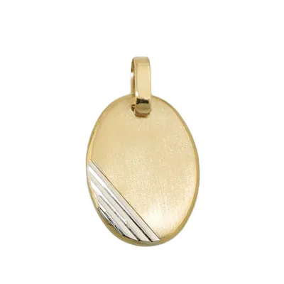 Produktbild von Anhänger 18x13mm Gravurplatte oval bicolor rhodiniert diamantiert 9Kt GOLD bicolor 18x13mm