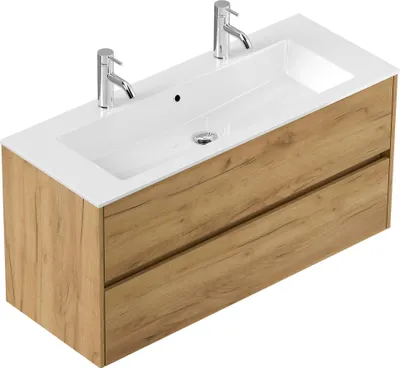 Produktbild von Badmöbel Doppel-Waschtisch 2 Hahn Limes 120 cm Eiche Gold
